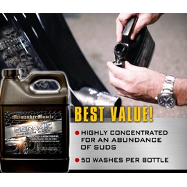 Milwaukee Muscle Car Shampoo - 50 Fl Oz - Professional Ceramic Car Wash Soap for Auto, Cars, Motorcycles, RV's and Boats - pH Neutral Formula - Rejuvenates Paint and Ceramic Coating for Cars