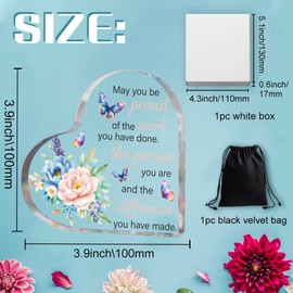 ORIGACH Appreciation Gifts for Women, Heart Shaped Acylic Inspirational Gifts for Female Friends Birthday Thank You Gifts for Coworker Boss Colleague Office Going Away Retirement Gifts