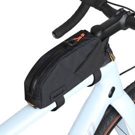 SUNTTELF Top Tube Bag Bicycle Top Tube Bicycle Bag, Front Bicycle Bag, Accessories for Mountain Bike, Gravel Bike and Road Bike, Pannier Bag with Two Mounting Systems (Black)
