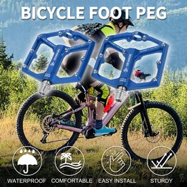 TUCKBOLD Foot Peg Footrests Fit 9/16 Inch Axles Durable | Rear Bicycle Pedal Aluminum Alloy Blue 1 Pair