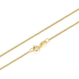 Luxcuty 14K Gold Necklaces for Women Gold Chain for Women 14K Gold Box Chain Necklace for Womens Tightly-Connected Links with Neat Geometry 0.8/1/1.2mm Wide Box Chains for Men 14/16/18/20/22/24/26in (0.8mm, 20, Inches)