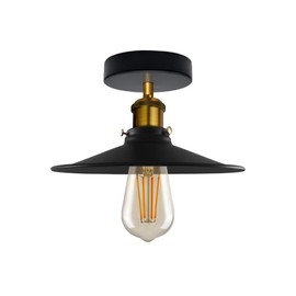 LEDSone Vintage Ceiling Light,Edison Flush Mounted Retro Style Metal Industrial Ceiling Light E27 Industrial Ceiling Light Fixture for Kitchen,Island,Dining Room,Hallway (Black, Pack-1)