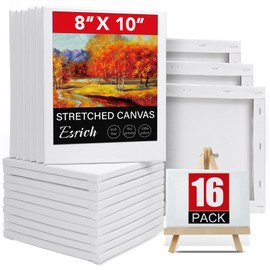 ESRICH Stretched Canvas for Painting 8x10, 16 Pack 8x10 Canvas for Painting,Primed Acid-Free Cotton Paint Canvas Bulk, White Blank Canvases for Painting for Oil & Acrylic Paint.