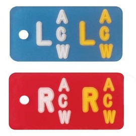 Plastic X-Ray Highest Quality Markers - Blue/Red, Duo Markers, Half Copper/Half Standard, Left & Right Set, 3/8" Lead Letters"L" &"R"