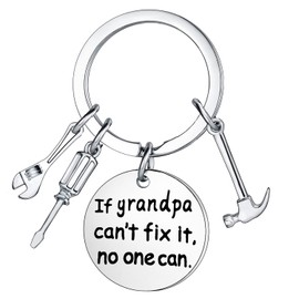 Funny Grandpa Gifts from Granddaughter Grandson Grandpa Keychain Birthday Gifts for Grandpa Grandfather If Grandpa Can't fix it, no one can