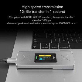 NVMe SSD Enclosure USB3.2 GEN2, 10Gbp/s, RTL9210B Main Control Chip, Dual Protocol, 2TB Capacity, Aluminum Alloy, Read Write Protection, Intelligent Hibernation, Compatible with