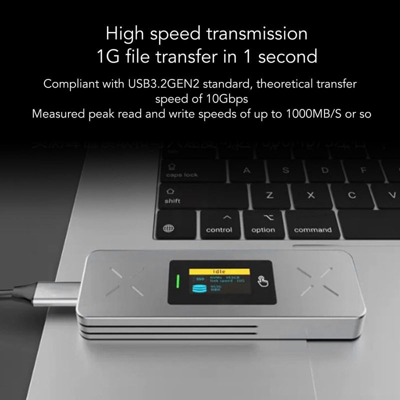 NVMe SSD Enclosure USB3.2 GEN2, 10Gbp/s, RTL9210B Main Control Chip,