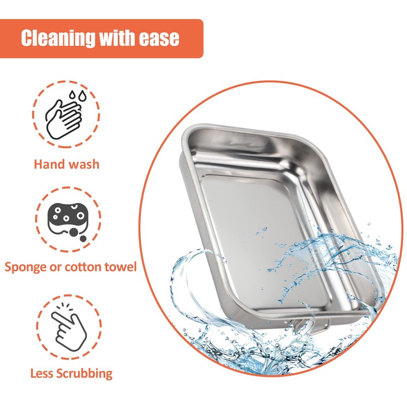 Rectangular Casserole Dish with Stainless Steel Handles, Stainless Steel, 30