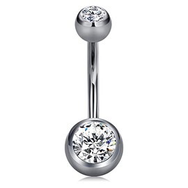 Cizme Titanium Belly Button Piercing 6 mm with Crystal 14G Short Piercing Navel Piercing, Titanium