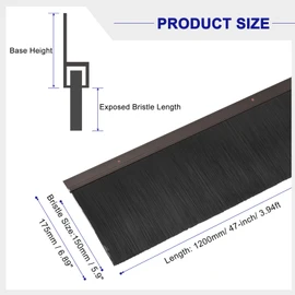 uxcell 2Pcs Door Brush Bottom Sweep H-Shape Aluminum Alloy Base with 5.9-inch PP Brush for Home, Industrial (47-inch L, Black)