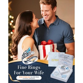 EJALEN Turquoise/Opal/Obsidian/Abalone Dragonfly/Butterfly Sunflower Vintage Thumb Spoon Adjustable Ring Jewelry Gift for Mom/Daughter/Wife/Women (Turquoise Butterfly, Wife)