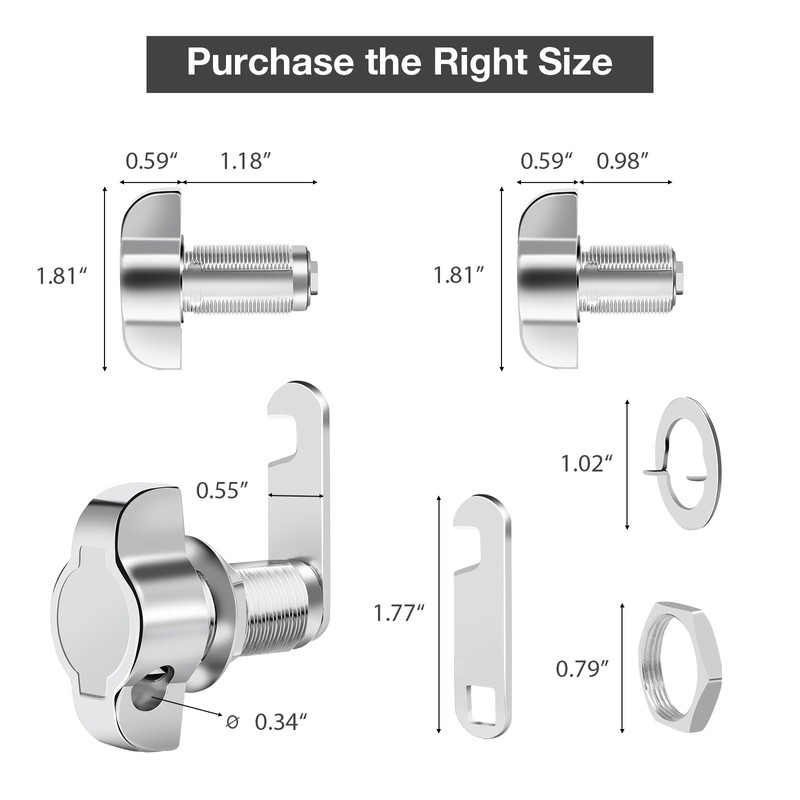 1-1/5" Thumb Operated Offset Cam Lock, Keyless Compartment for RV,