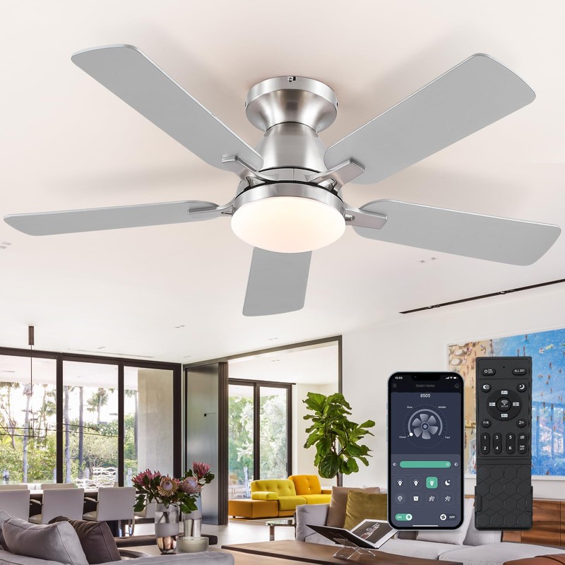 Mpayel Ceiling Fans with Lights, 46'' Indoor Low Profile Ceiling