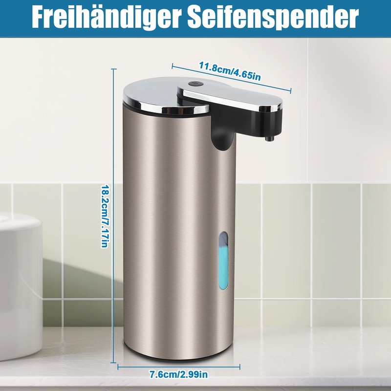 MEKOTRIN Automatic Soap Dispenser Stainless Steel Touchless 330ml Large Capacity