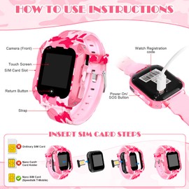 LiveGo Smart Watch für Kinder, 4G sicheres Smartwatch mit Abnehmbarem Gehäuse, GPS-Tracker, SOS-Anruf, Kamera-WLAN für Kinder Studenten im Alter von 4-12 Geburtstagsgeschenken Schultag(T28 Rosa)