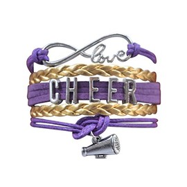 Cheer Bracelet, Infinity Adjustable Cheerleading Charm Bracelet for Cheerleaders