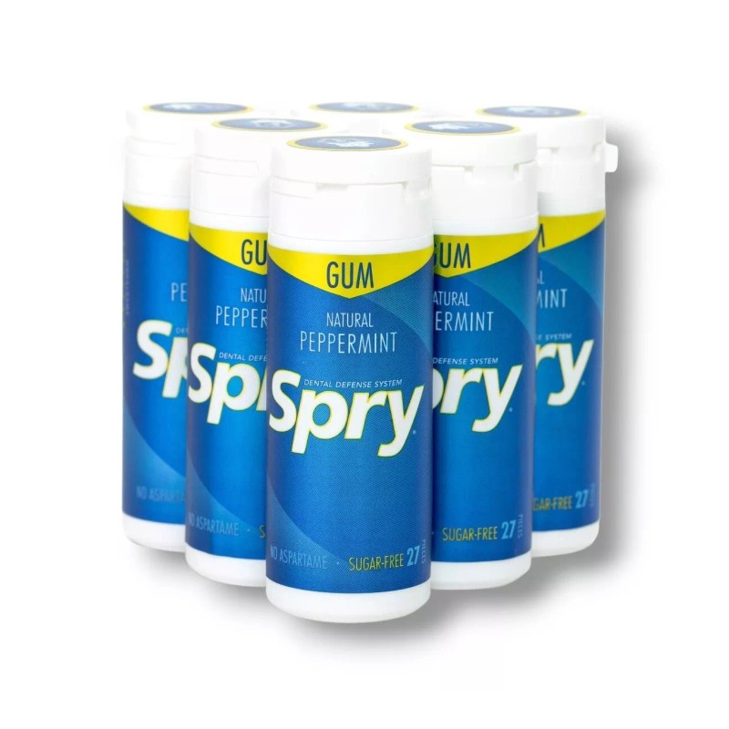 SPRY GUM Xylitol Gum PEPPERMINT Sugar Aspartame Free 162 Pcs
