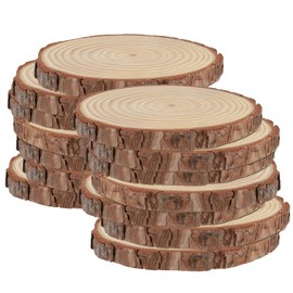 HAKZEON 14 PCS 6-7 Inches Natural Wood Slices, 3/5 Inches Thick Wood Rounds with Bark, Unfinished Wooden Discs for Crafts Rustic Wedding Ornaments, DIY Arts Christmas Home Decor