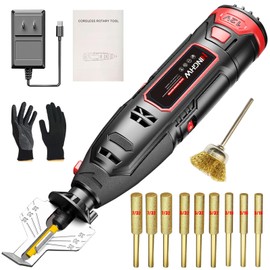 Electric Cordless Chainsaw Sharpener Kit, Chain Saw Sharpener Tool 12V Battery powered with 9 Titanium Plated Diamond Bits(3 types) & brush head & Angle Attachment, Easy to Use for All Chainsaw Chains