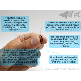 Harmony Fishing Stealth Clips (25 Pack) [Black Stainless] (18mm (50# Test))