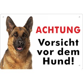 Pubblimania German Shepherd Warning Beware of the Dog! Aluminium Composite Sign for Outdoor and Indoor Use, 3 mm Thick, 20 x 30 cm