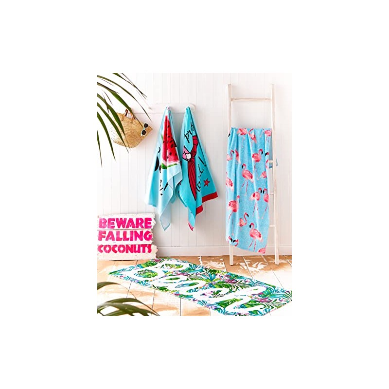 Catherine Lansfield Flamingo Cotton 76x160cm Beach Towel Blue