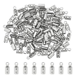 UNICRAFTALE 100pcs Folding Crimp Ends Crimps Ends Fold Over Cord Ends 2.5mm Inner Dia Terminators Clamp End Tips Jewelry Finding Kit for Bracelets Jewellery Making