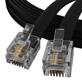 ConnectingU® 5m Black ADSL Modem Cable - Premium Quality with Gold Plated Contact Pins, Ideal for High Speed Internet Broadband Routers/Modems to RJ11 Phone Socket DSL Microfilter.