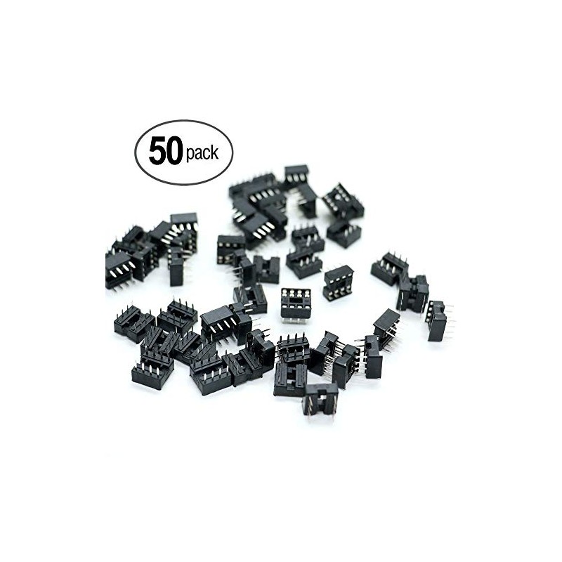 Youmile 50pcs DIP IC Socket 8 Pin DIP-8 2.54MM IC