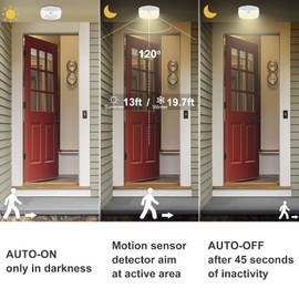 BIGMONAT Battery Operated Shower Light, Cordless LED Ceiling Light Indoor, Super Bright Motion Sensor Wall Light for Hallway Stairs Corridor Shed Pantry Closet Doorway Basement Porch