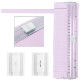 Paper Cutter Cutting Machine, Small Size, Includes 2 Replacement Blades, A4 Compatible, Slide Cutter, Two-Way Cardboard, Photos, Copy Paper, Stationery, Scale Ruler Included (Purple)