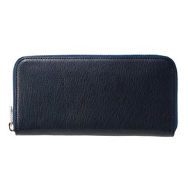Miragro EA-MI-200 Himeji Goat Leather Round Zipper Long Wallet (Wallet, Long Wallet, Himeji Leather, Genuine Leather, Goat, Men's, Large Capacity), navy