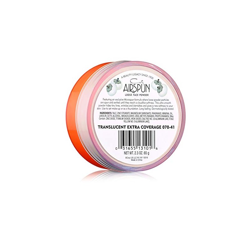Airspun - Polvo facial Coty, translúcido, extra cobertura, 2.3 oz