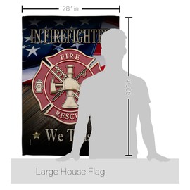 Angeleno Heritage Firefighter We Trust House Flag Pack Armed Forces Firefrighter Fireman Fire Department Rescue Red Line Hero Support Embroidery Banner Small Garden Yard Gift Double-Sided, Made In USA