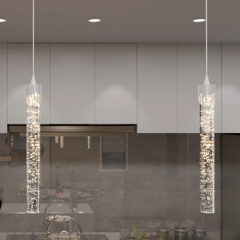 ykolupty Mini 1 Light Chrome Crystal Pendant Lights,Modern Led Kitchen