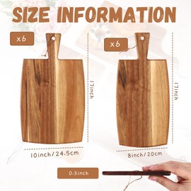 Layhit 12 Pcs Bulk Wood Acacia Cutting Board Charcuterie Board with Handle Laser Engraving Board Large Small Serving Board for Kitchen Chopping Cheese Mother's Day Wedding Housewarming Gift(2 Siizes)