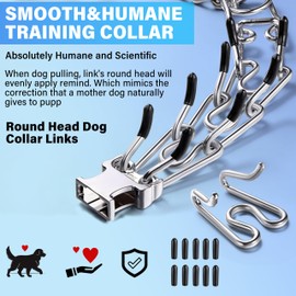 JIPIMON Dog Training Collar, Adjustable Stainless Steel Collar with Quick Release Buckle for Small Medium Large Dogs (S/Neck Girth 11.2"-14.5")