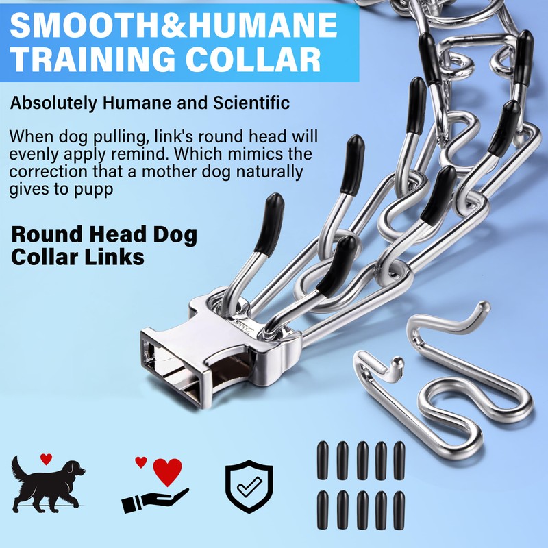 JIPIMON Dog Training Collar, Adjustable Stainless Steel Collar with Quick