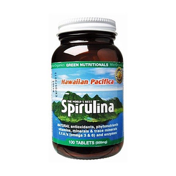 MicrOrganics Green Nutritionals Hawaiian Pacifica Spirulina 100 Tablets