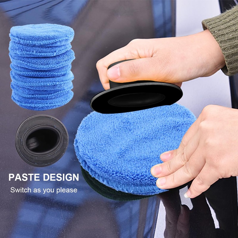 Garneck 7pcs Car Wax Applicator Pads Kit with 1pcs Handle