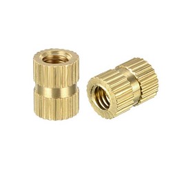 sourcing map Knurled Insert Nuts - 30Pcs M4 x 8mm Length x 6.4mm OD Female Thread Brass Threaded Insert Embedment Nut for 3D Printer
