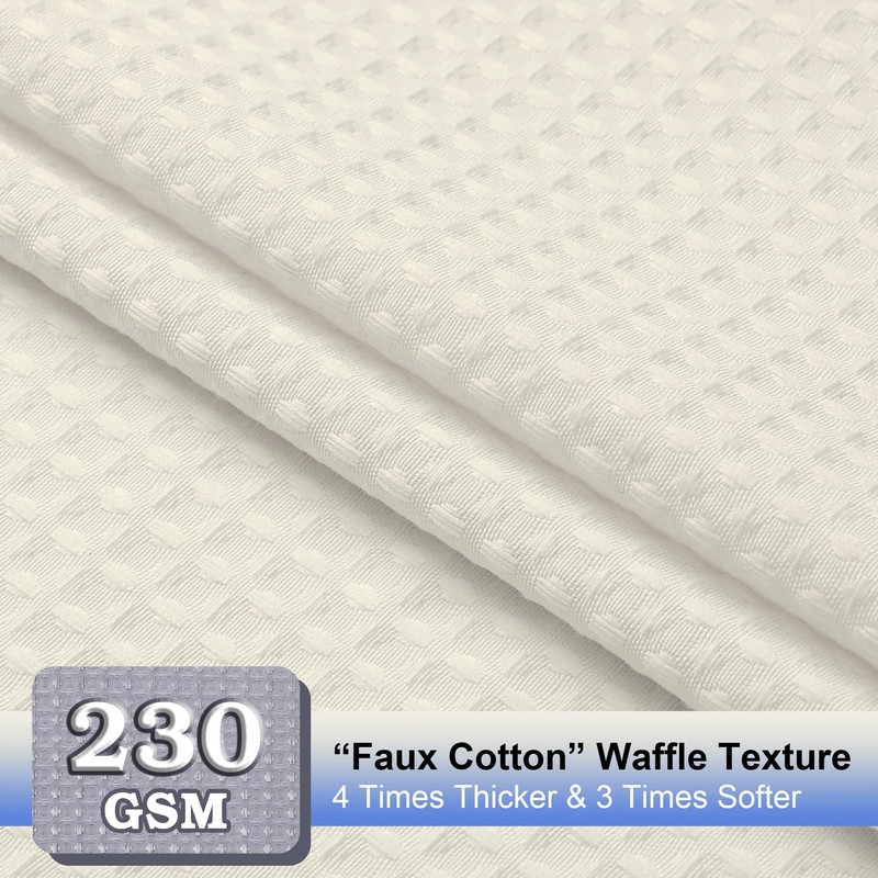 OVZME Cream Shower Curtain Set, Waffle Textured Heavy Duty Fabric