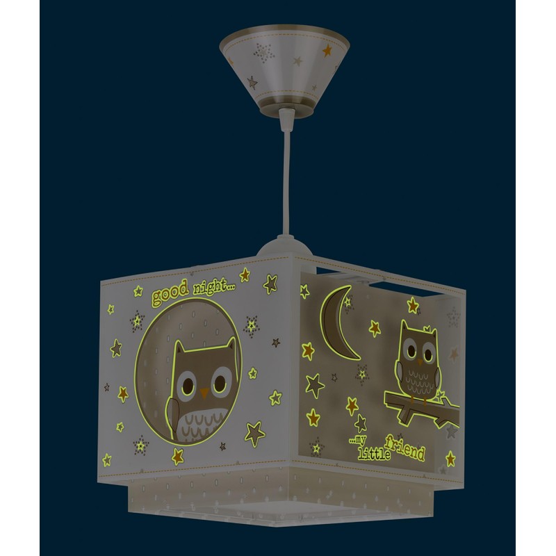 Dalber Children's Lamp, Pendant Light, Owl, Animals, Good Night, Beige