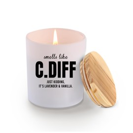 Smells Like C. Diff Candle Nurse Gifts Nurse Appreciation Gifts Registered Nurse RN Nurse Practitioner Scented Candles Home Office Jar Candles Lavender Scent Soy Wax Candle 9.5 oz