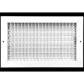 14"w X 8"h Adjustable AIR Supply Diffuser - HVAC Vent Cover Sidewall or Ceiling - Grille Register - High Airflow - White [Outer Dimensions: 15.75"w X 9.75"h]
