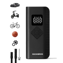 ROCKBROS Tire Inflator Portable Air Compressor 150PSI Cordless Air Pump with Pressure Gauge,LED Light,Auto Off,Tire Pump for Car Bicycle Motorcycle E-Bike Balls