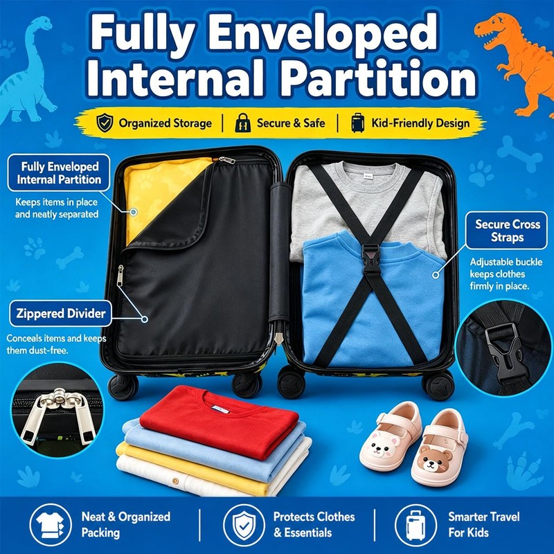 Kids Suitcase Set for Boys, Hardside 2Pcs Carry on Rolling