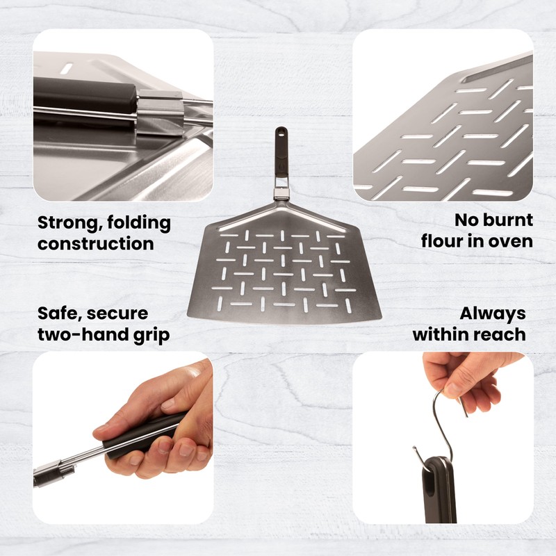 AGG Perforated Pizza Peel - 13x12 inch Stainless Steel Pizza