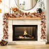 6 Ft Fall Garland with Lights, Thanksgiving Mantel Decor