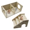 2-Chamber Hamster Tunnel & Wooden Climbing Ladder Bridge，Wooden Hamster Hideout